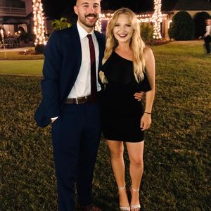 One shoulder black mini dress